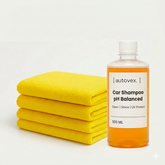 Autovex Combo — Car Shampoo + Microfiber Towels Pack of 4